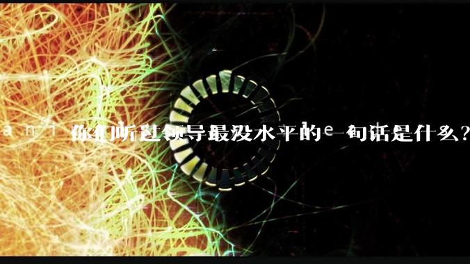 你们听过领导最没水平的一句话是什么?